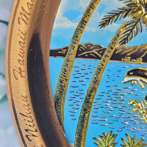 The Art Of Chokin 24KT Gold Edged Hawaiian Islands 7 3/4" Made in Japan - Picture 7 of 10